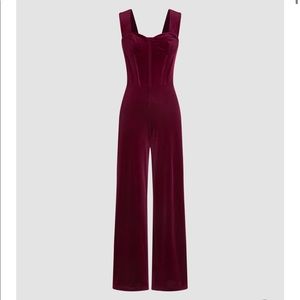 Cider Velvet Retro Solid Jumpsuit (Large)